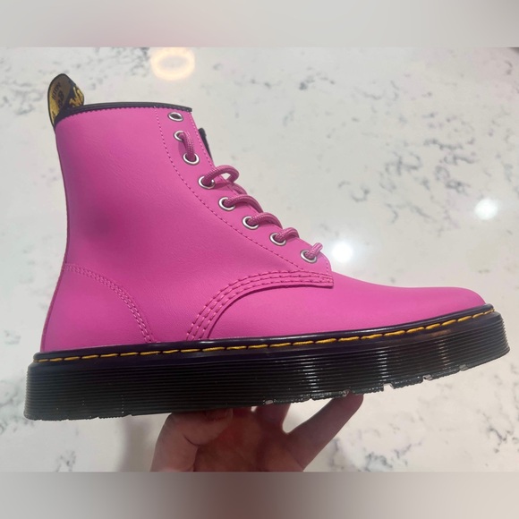 Dr. Martens Women’s ZAVALA Leather Lace Up Thrift Pink Combat Boots New - Picture 14 of 16